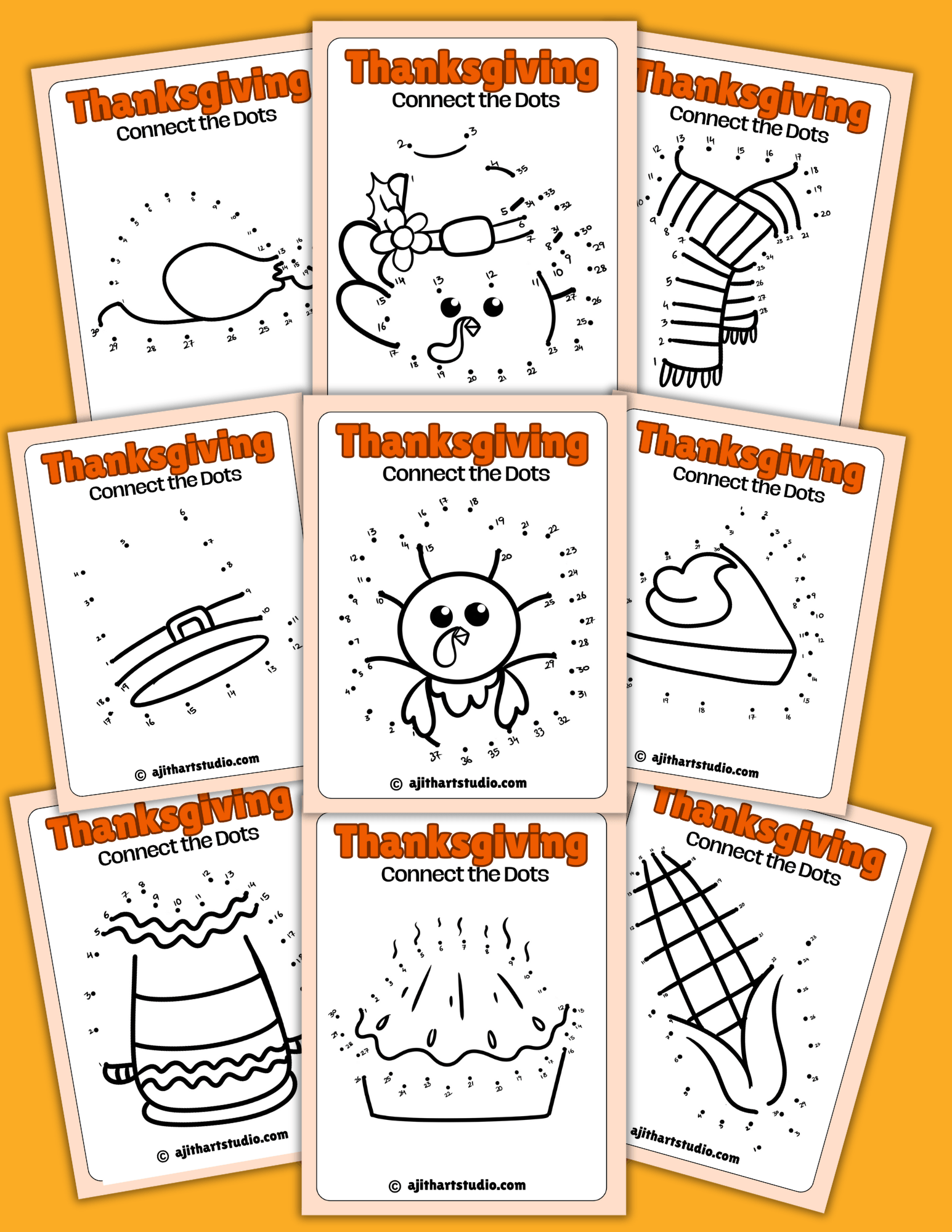 10 thanksgiving connect the dots free printable